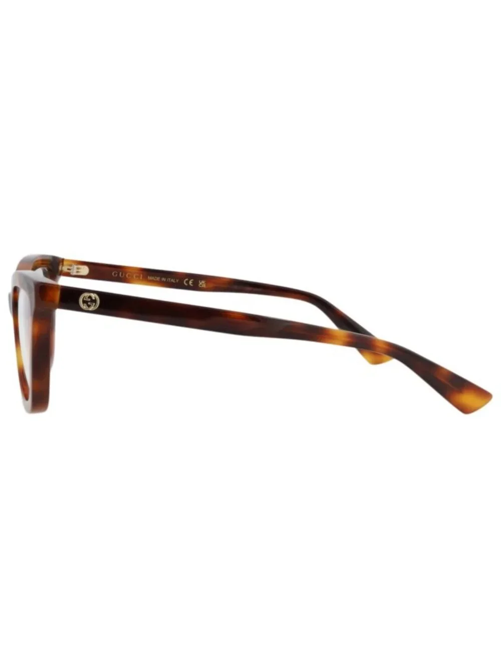 New Gucci Women's Eyeglasses Cat Eye Recycled Acetate Frame Havana Havana